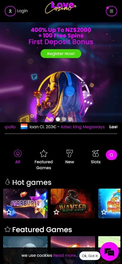 Love Casino mobile browser experience on an iOS or Android device